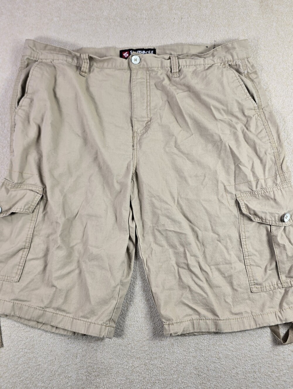 Southpole Ripstop Cargo Shorts Mens Size 42 Khaki Beige Cotton Utility